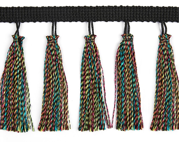 Multicolor Tassel Fringe Trim | 11 cm - 4 inches height Tassel Trim With Beads And Wire