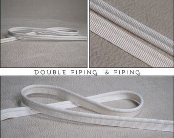 OffWhite Double Piping Cord or Piping |10mm-0.39" double gimp piping or 5mm - 0.19" Flanged Piping|Double Upholstery Gimp Trim