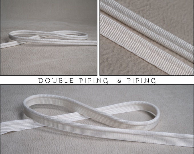 OffWhite Double Piping Cord or Piping |10mm-0.39" double gimp piping or 5mm - 0.19" Flanged Piping|Double Upholstery Gimp Trim
