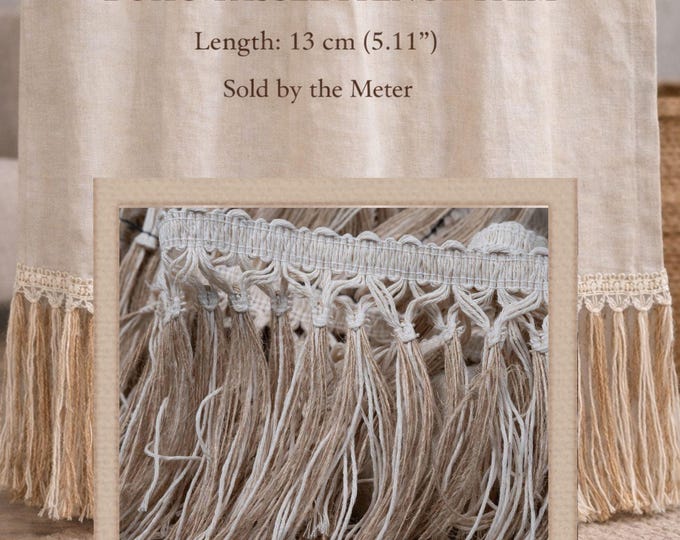 Tassel Fringe Trim • Cotton Jute Boho Fringe • Decorative Trim for Curtains, Upholstery & Crafts • 13cm / 5.11" • By the Meter