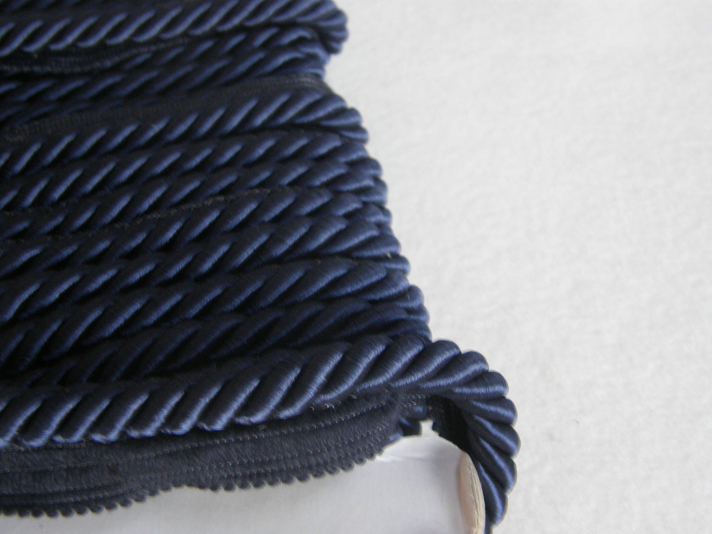 Blue Navy Flanged Piping Cord Fringe Trimmings 10mm 0.39 inches
