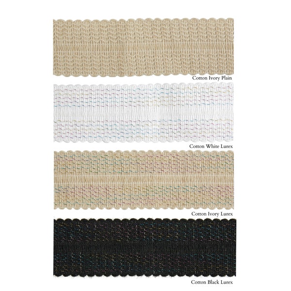 Garniture de ganse de ruban uni 100 % coton et lurex | 3 couleurs | Vendu au mètre (39"/1,09 yard)