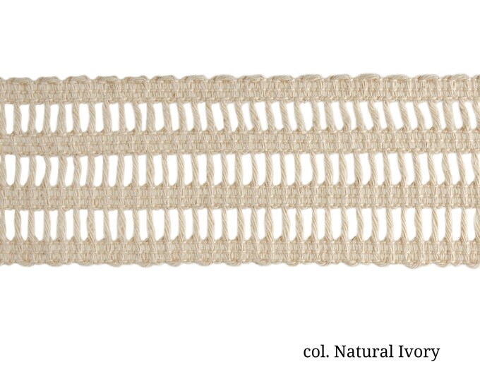 Natural Ivory 100% Cotton Braid Gimp | 5cm - 1.96 inches Width Cotton Tape Fringe