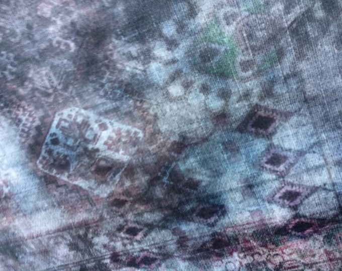 Velvet Blue Geometrical Printed Upholstery Curtains Fabric| Double Width 280cm-116 inches