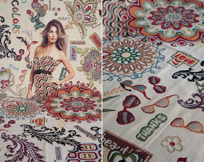 Logo design Jacquard Upholstery Fabric|Double Width 280cm-108 inches,Upholstery, Decoration , art design, multicolor Fabric