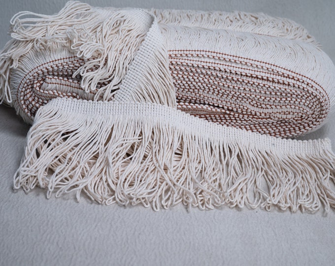 Ivory Cotton Double Weld Trimming | 10 cm - 3.94 inches long double weld fringe trim