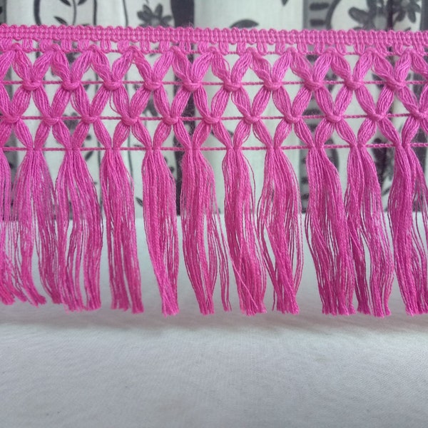 Fuschia Tassel Fringe Trim|11cm - 4.33 inches height  drapery fringing trim