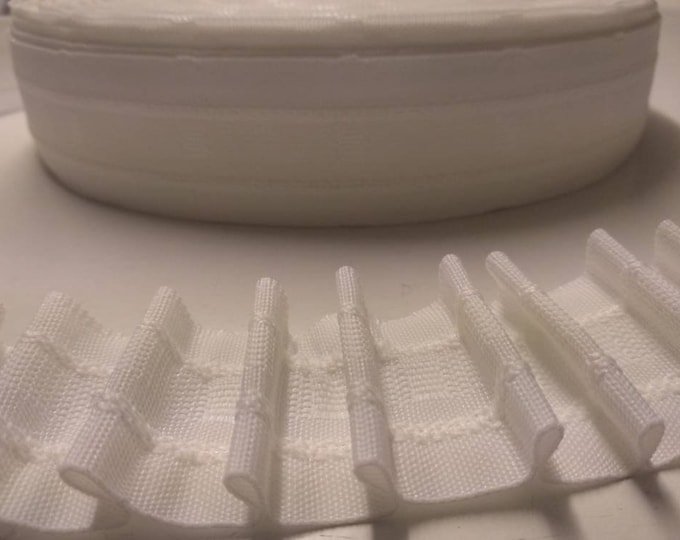 White Continuous Pleated Curtains Tape | 4 cm wide multi slot back | Pleated curtains tape |sewing craft product | shirring tape pinch pleat