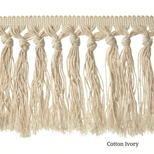 Ivory Knotted 100% Cotton Tassel Fringe | 14 cm - 5.52 inches cotton  tassel fringe