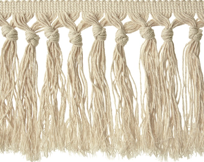 Ivory Knotted 100% Cotton Tassel Fringe | 14 cm - 5.52 inches cotton  tassel fringe