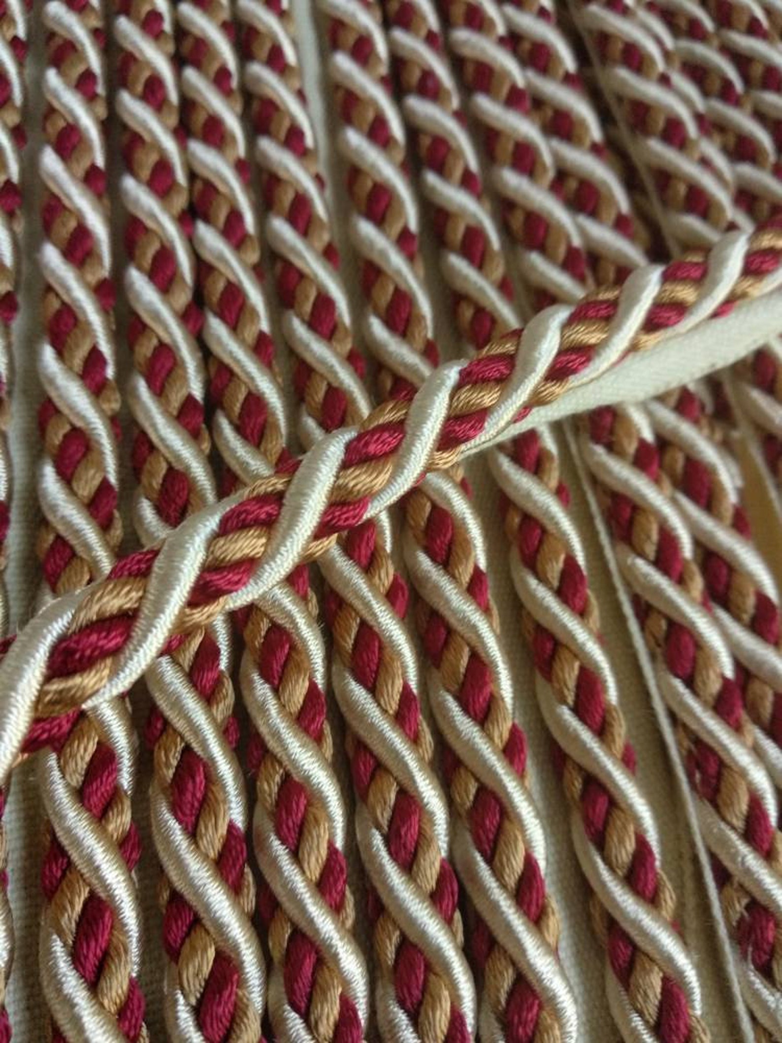 Ivory red gold Cord With Lip10mm flanged piping | Etsy