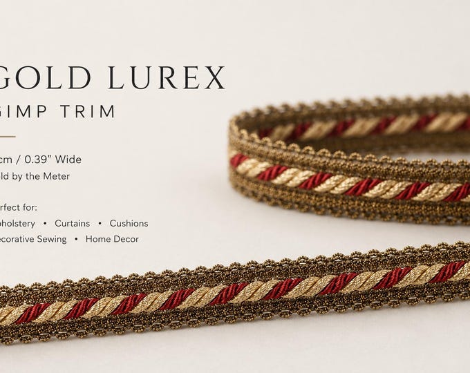 Gold Antique Lurex fiders Braid Fringe Trims | 1.cm - 0.39 inches upholstery gimp trims