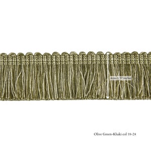 2 Toned Brush Fringe Trim 4cm-1.57inches height rich brush fringe trimming by the meter Olive Green 18-24