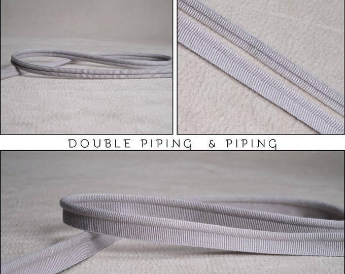Grey double  Piping Cord or Piping |10mm-0.36" double gimp piping or 5mm - 0.196" Flanged Piping|Double Upholstery Gimp Trim