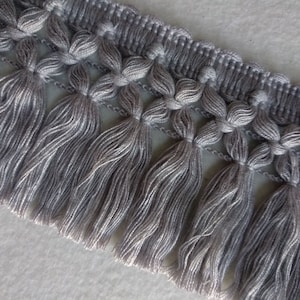 Gray Braid Tassel Fringe Trim| 8 cm - 3.15&quot; Wide  Lace Trim Ribbon | DIY Crafts, Dress, scarfs,curtains, accesorries trim by the meter