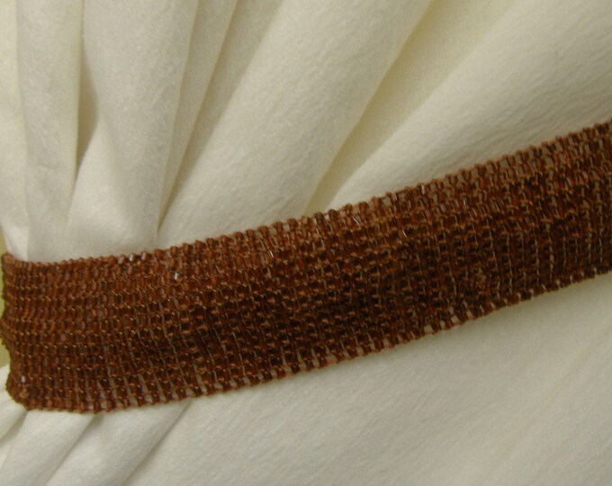 Brown shiny belt Beads Curtain Tiebacks Tassel total length 180cm 70,86''=75cm(0,29'') belt +80cm (0,31'') cord+24cm (0,094'') tassels