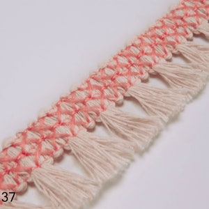 Cotton Pink Tassel fringe trim|2.5 cm-1 inch cotton tassel trim fringes