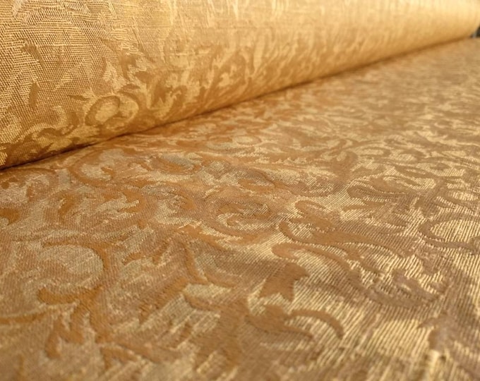Beige Gold Jacquard Upholstery Fabric | Double Width 280cm-110inches