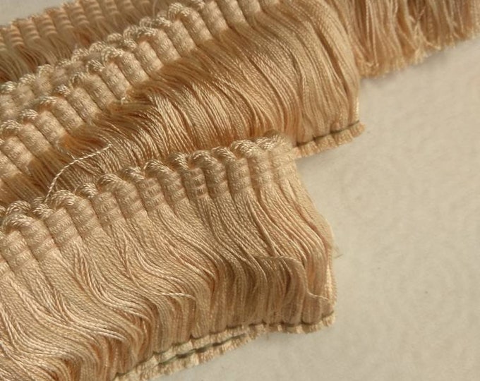 Beige Rayon Brush Fringe Trimming | 5cm-1.96" Height Upholstery Cushions Trim, Decorative Pillows Trim | Sold by meter