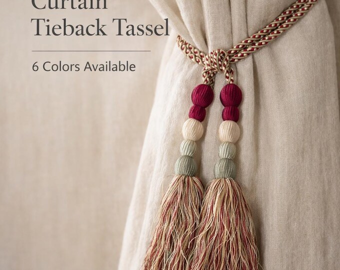 Luxury Curtain Tieback Tassel | Decorative Drapery Holdback | Beaded Rope Tieback | Elegant Window Curtain Accessory
