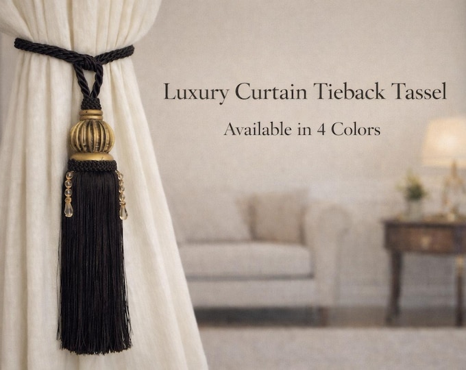 Antique Curtain Tieback Tassel | Wood Carved Knot Curtain Tie Back | Drapery Holdback | Luxury Curtain Tieback | 4 Colors Available