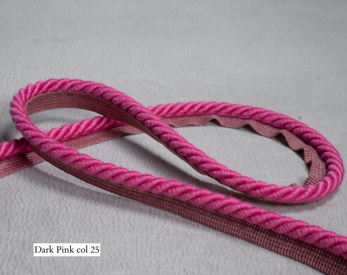 10mm or 6mm Relax Flanged Piping Cord | Dark PinkThick Upholstery Cord with Tape | Sold by the meter