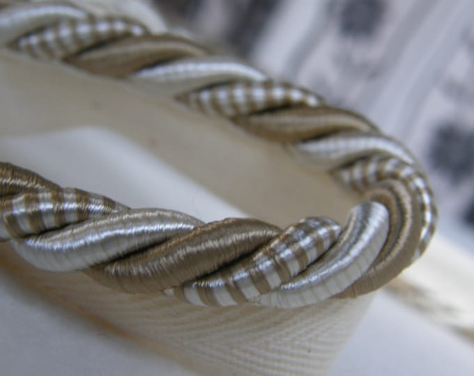 Ivory Sand Rayon Flanged Piping Cord|10mm (0.39") Twisted Cord, Piping Cord, Cushions Trim, Upholstery Trim| Silky Piping Cord by the meter