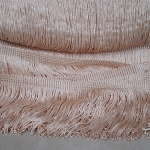 Ivory Rayon Double Weld Fringe Trimmings |10cm-4&quot; Height Fringe Trimming | DIY crafts, long sewing fringe trim sold by the meter