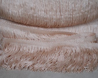 Ivory Rayon Double Weld Fringe Trimmings |10cm-4" Height Fringe Trimming | DIY crafts, long sewing fringe trim sold by the meter