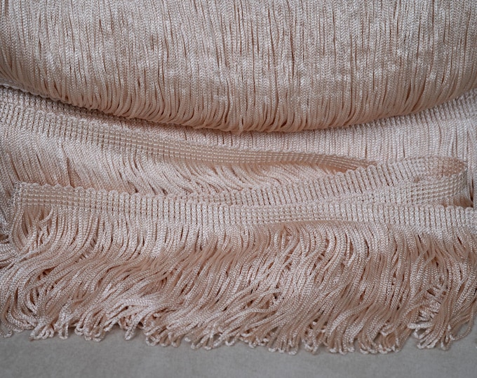Ivory Rayon Double Weld Fringe Trimmings |10cm-4" Height Fringe Trimming | DIY crafts, long sewing fringe trim sold by the meter