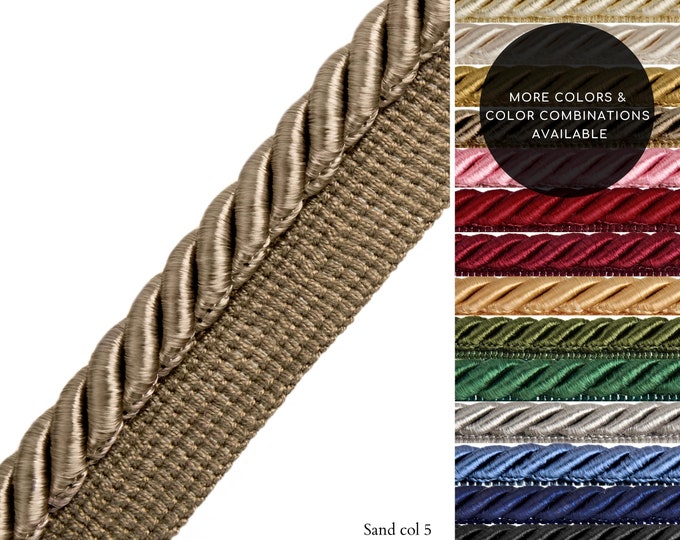 10mm or 6mm Rayon Twisted Flanged Piping Cord | Sand Upholstery Piping Cord by the meter