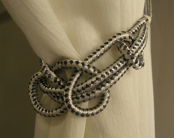 Silver Grey Lurex Curtains Tiebacks |1 meter length|Silver Grey Drapes Tiebacks,Voiles Holdbacks|Lurex Grey silver tassel Tieback