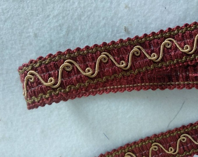 Red wine- beige gold decoration gimp fringe trim/2 cm wide embellishment braided gimp trimmings fashion decor,home decor