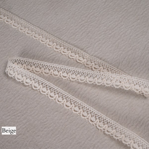 Garniture en dentelle Beige Coton Crochet vintage Braid Gimp Trim | 1.5cm-0.59" Largeur pour Coussins Sacs Jeans Robes Artisanat et autres projets de couture