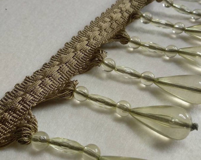 Green beaded bullion fringe trimming/10 cm - 3.94 inches height decor fringe trims