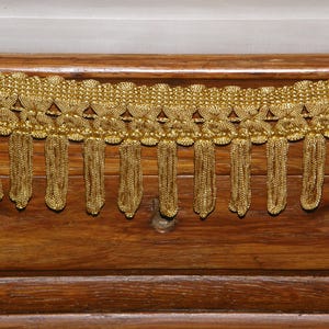 6.5cm-2.5" Rayon Tassel Fringe Trim |Gold Lace Ribbon Trim| Drapery, Fabric, Lampshade, Upholstery Trimming | Sold by the meter