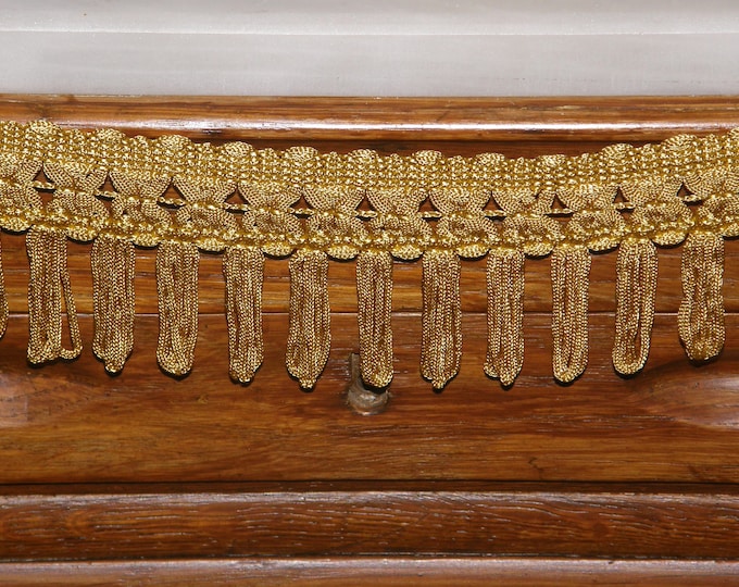 6.5cm-2.5" Rayon Tassel Fringe Trim |Gold Lace Ribbon Trim| Drapery, Fabric, Lampshade, Upholstery Trimming | Sold by the meter