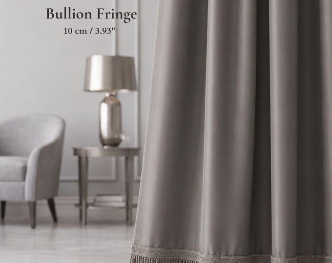 Grey Elephant Rayon Bullion Fringe Trim 10cm | Upholstery & Curtain Fringe | Decorative Furniture Trim | Sold by the Meter