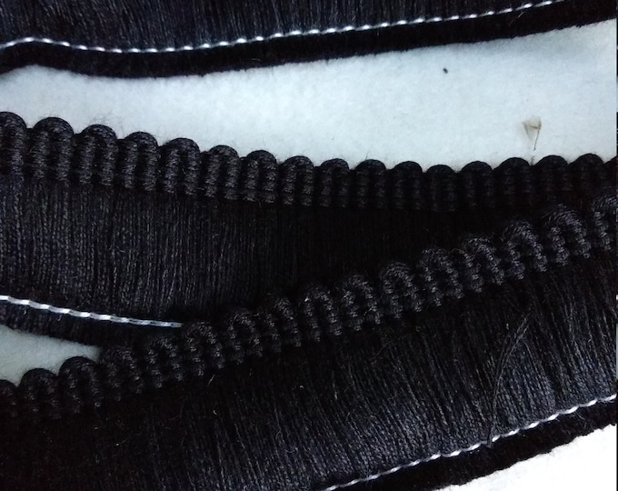 Black Brush Fringe Trim | 4cm - 1.57 inches width brush fringe trim by the meter