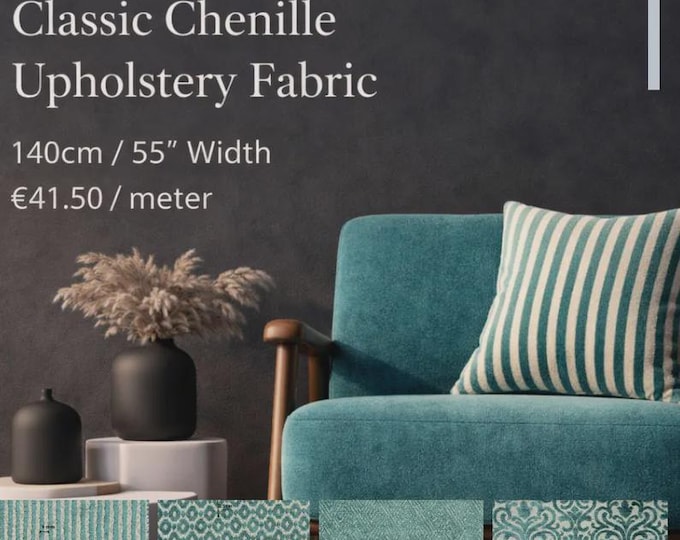 Velvet Petrol Classic Chenille Upholstery Fabric|140 cm - 55 inches width upholstery fabric
