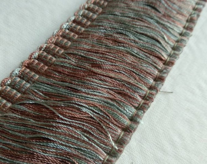 Mocha Grey Veraman Rayon Brush Fringe Trimming | 5cm-1.96" Height Upholstery Cushions Trim, Decorative Pillows Trim | Sold by meter