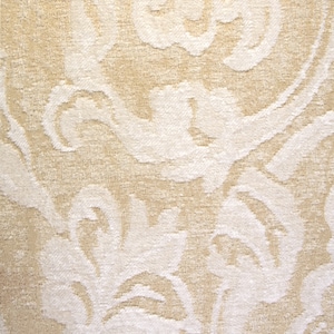 Ivory Beige Damask Jacquard velour chenille Classic Upholstery Fabric | 138cm-54&quot; Width Classic Upholstery Fabric | By the meter