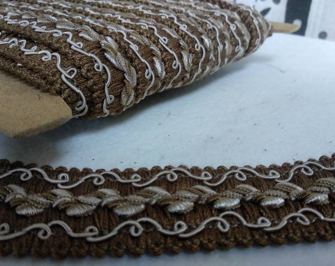 Brown gimp braided trim fringe decoration embellishment/3 cm gimped braided embroidery brown fringe trim.