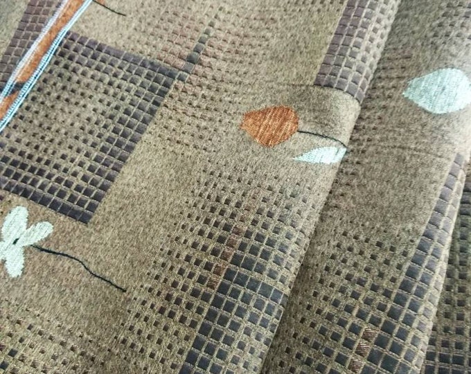Last Piece 1.5 meters - 59" Beautiful Brown Floral Upholstery Fabric | Brown Vintage Upholstery Fabric