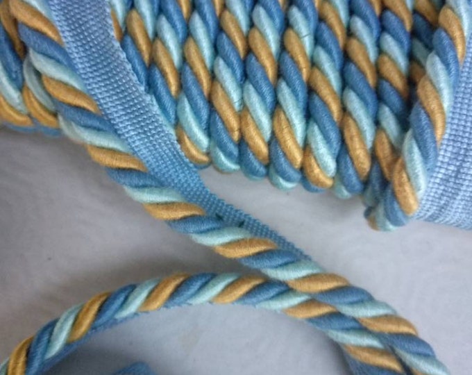 8mm -0.31" Yellow Blue Ivory Cord With Lip | 8mm -0.31inches Thick Upholstery Cord with lip | Sold by the meter (39"/1.09yards)