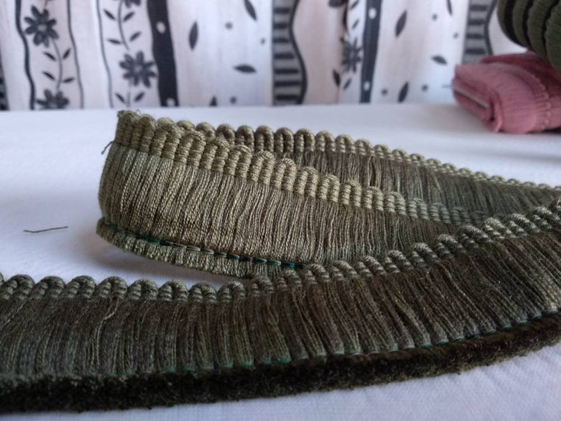 Olive Green Brush Fringe Trim 4 Cm 1.57 Inches Width Etsy UK
