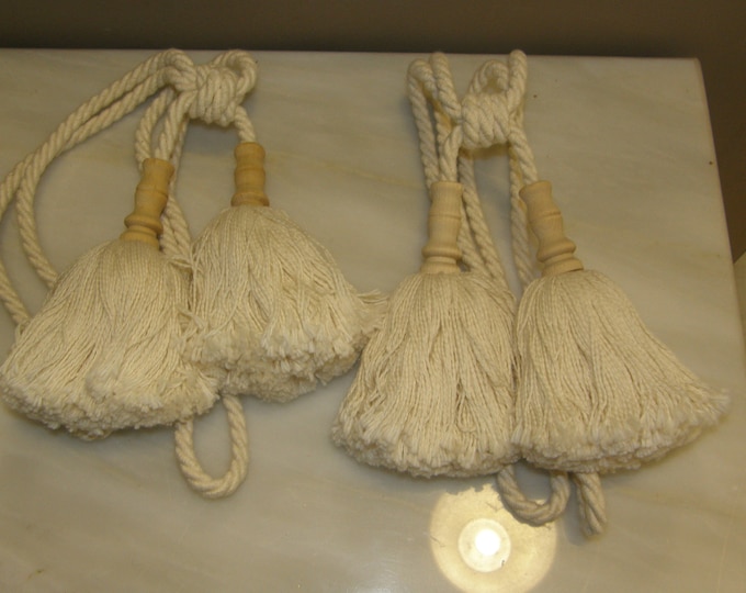 Modern Large Double  Tassel Tiebacks Cotton Wood  Curtains Holdbacks Tassel Voile Cotton Wood drapes Tie-back Hold-back