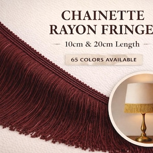 Chainette Rayon-fransar, metervara | Klädsel- och lampskärmsfransar | 10 cm / 4″- 20 cm / 8″ längd | 65 färger