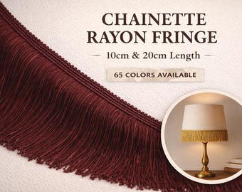 Chainette Viskose Fransenborte Meterware | Polsterung & Lampenschirm Franse | 10 cm / 20 cm Länge | 65 Farben