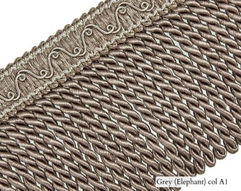 Grey Classic Bullion Fringe Upholstery Trimmings|10cm-3.93" width |Upholstery, Curtains, Throws Bullion Trims by the meter